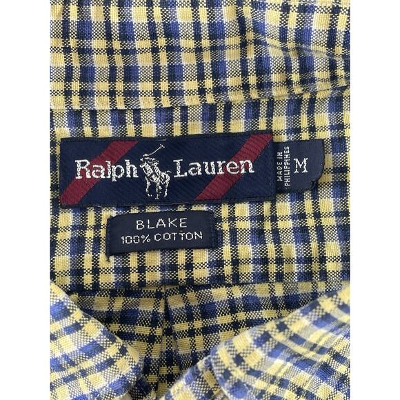 Ralph Lauren Blake Shirt Men's Medium Blue Yellow Button Down Cotton Oxford - Picture 6 of 10